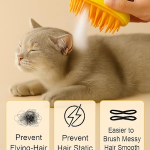 Gentle Steam Cat Brush: Soft Silicone Bristles for Grooming