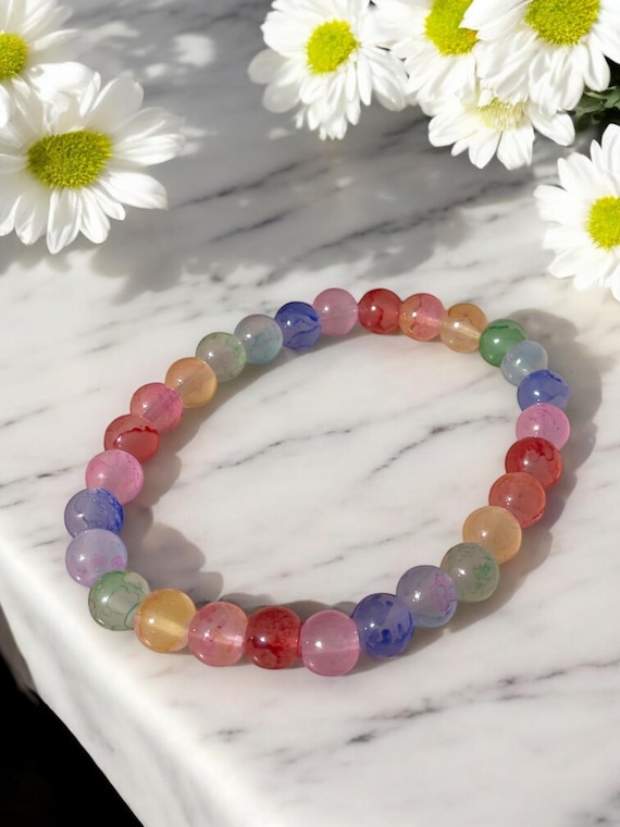 LGBTQ+ Rainbow Glass Bead Bracelet
