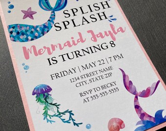 Mermaid Birthday Invitation | Custom Invitation | Invitation | Mermaid Party | Under the Sea Party | Ocean Party | Splish Splash