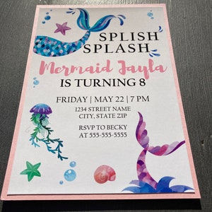 Digital Mermaid Birthday Invitation Custom Invitation Invitation Mermaid Party Under the Sea Party Ocean Party Splish Splash image 5