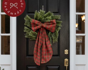 Tartan Christmas Bow Tree Decoration Festive Wreath Scottish Plaid Cotton Fabric Traditional Design Ralph Lauren Classic