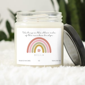 Personalized Pet Memorial Candle, Custom Pet Loss Gift, Rainbow Bridge Candle, Pet memento, Pet Remembrance Candle, Sympathy Gift