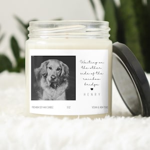 Personalized Pet Memorial Candle, Custom Pet Loss Gift, Rainbow Bridge Candle, Pet Memento, Pet Remembrance Candle, Sympathy Gift