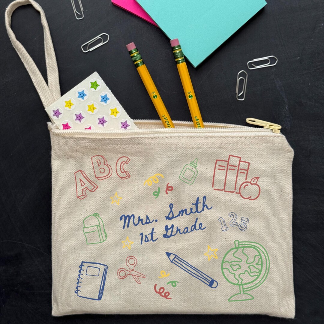 Personalized Teacher Zipper Pencil Pouch, Custom Teacher Pencil Case ...
