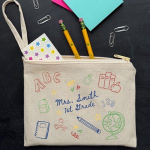 Personalized Teacher Zipper Pencil Pouch, Custom Teacher Pencil Case, Personalized Back to School Teacher Gift, Custom Pencil Bag