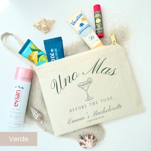 Uno Mas Before the Toss Custom Margarita Name Bag, Margs & Matrimony Tote, Hangover Kit Bag, Personalized Bachelorette Gift, Custom Pouch