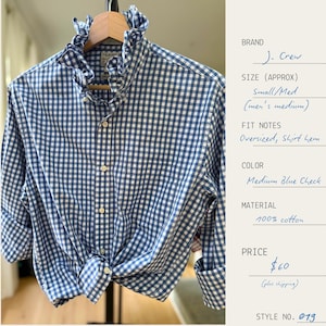 Reworked Ruffle Collar Ralph Lauren Button Down Shirt Upcycled Clothing Preppy Style Casual Wear