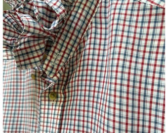 Herwerkte kraag met ruches Ralph Lauren button-down shirt Geüpcycled kleding Preppy stijl vrijetijdskleding