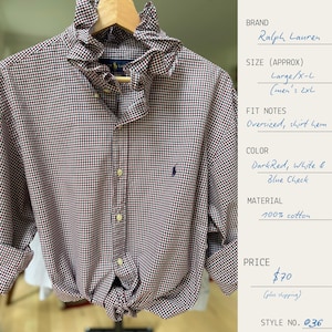 Omarbetad skjorta med volangkrage och knappar Återvunna kläder Preppy-stil Vardagskläder Ralph Lauren J.Crew LL Bean