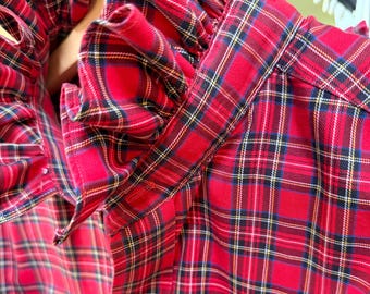Reworked Ruffle Collar Button Down Shirt Upcycled Clothing Preppy Style Casual Wear Ralph Lauren J.Crew LL Bean