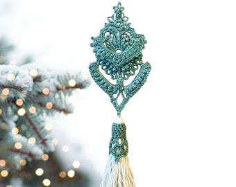Motif pendentif à breloques en dentelle au crochet avec pampille | Décoration de Noël PDF