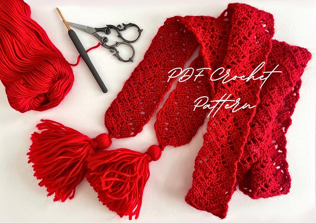 Crochet Scarf Pattern PDF - Velvet Flame, Lightweight Lace Scarf ...