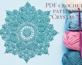 Modèle de napperon au crochet Crystal — Mandala 3D texturé PDF