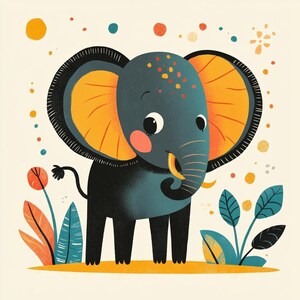 Playful Elephant Print for Kids – Colorful, Fun Wall Art to Inspire Young Minds – Instant Downloadable PNG
