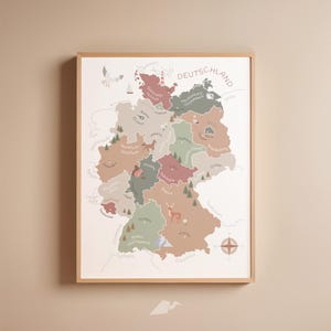 Deutschlandkarte | Lernposter für Kinder - Bundesländer & Hauptstädte | braun-grün