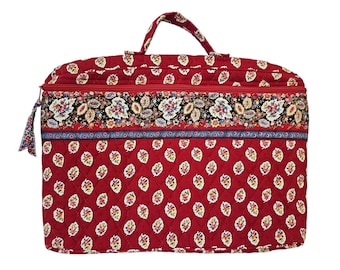 Funda para portátil/cuaderno vintage Vera Bradley con estampado floral paisley y hojas rojas acolchadas