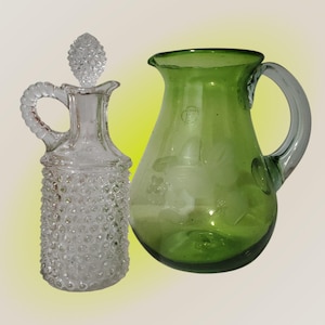 EAPG Cruet with Stopper Flint Glass Dew Drop Hobnail Decanter Antique Glass 1892