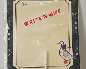 Vintage Helle Write N Wipe Memo Board Gans Trocken abwischbaren Kork Bulletin Oma