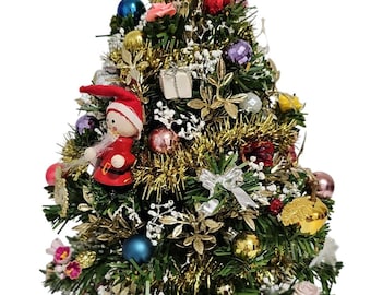 Dekoriert Tabletop künstlicher Weihnachtsbaum Santa Topper Retro Urlaub Dekor