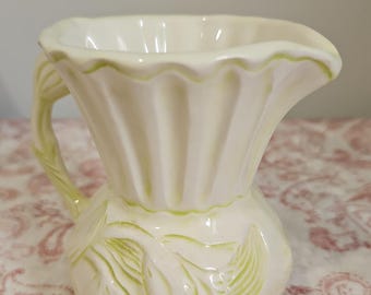 Cottagecore Ceramic Creamer Small Pitcher Belleek Style Vintage Vase Cottage