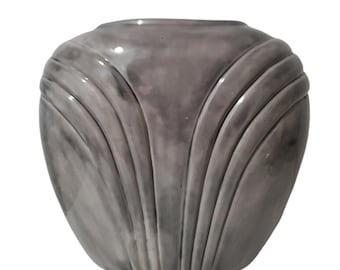 Vintage 80s style Art Deco Post Modern Vase Grey Glossy Finish Decor
