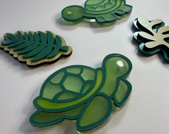 Sea Turtle Magnet Set, Coastal Decor, Ocean Animal Magnets, Set of 4 Magnets, Animal Lover Gift, Turtle Lover Gift, Turtle Magnets