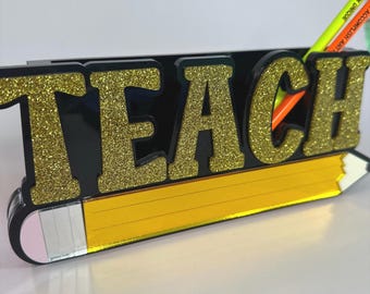 Leerpotloodhouder, leraar cadeau, bureauorganisator, kantoorinrichting, klasdecor, waardering leraar, cadeau voor haar, cadeau voor hem