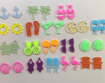 Laser Cut Summer Themed Acrylic Earring Blanks, DIY Earring Making Bundle, Summer Earring Blanks
