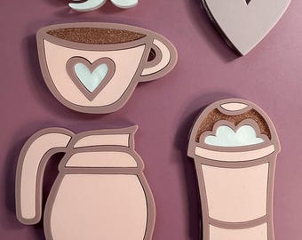 Coffee Lover Magnet Set, Coffee Magnets, Coffee Bar Decor, Coffee Gift, Cafe Magnets, Restaurant Themed Magnets, New Home Gift, Gift for Her