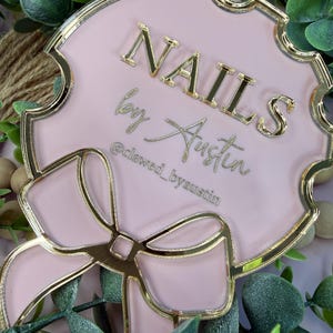 Nailfie Photo Prop, Nail Tech Social Media Sign, Nail Display Bow Disc, Coquette Nailfie Sign, Beauty Salon Prop, Nail Technician Sign