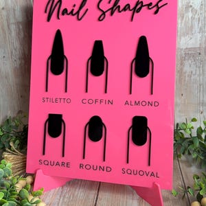 Nail Shapes Sign, Salon Decor, Custom Nail Salon Nail Shape Sign, Nail Artist Sign, Nail Tech Decor, Nail Shapes Chart, Nail Shape Display