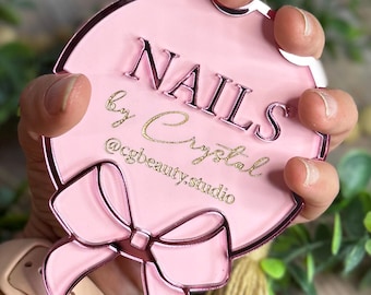 Nailfie Photo Prop, Nail Tech Social Media Sign, Nail Display Bow Disc, Coquette Nailfie Sign, Beauty Salon Prop, Nail Technician Sign