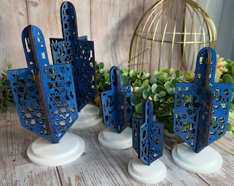 Dimensionales Chanukka Dreidel Display Set, Chanukka Tischdekoration, Tablescape Dreidel Dekorationen