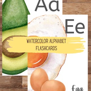 Watercolor Alphabet Flashcards | Alphabet | Nature | Flashcards | Digital DIY | Nature Alphabet | Montessori Cards | Homeschool Resources