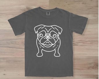 Camiseta gráfica de Pug con colores cómodos, regalo para amantes de los perros