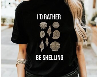 Camiseta con estampado de conchas marinas: camiseta de algodón para amantes de la playa