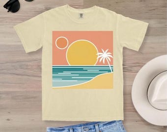 Sunset Beach T-Shirt: Comfort Colors Tropical Tee