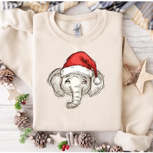 Christmas Baby Elephant Sweatshirt, Holiday Jumper, Festive Winter Apparel