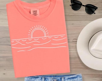 Comfort Colors Sunset Beach T-Shirt: Summer Vibes Tee