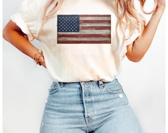 Vintage American Flag T-Shirt: Comfort Colors Patriotic Tee