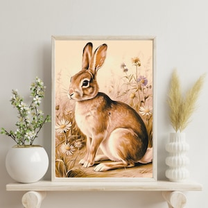 Printable Vintage Rabbit Portrait | Rabbit Drawing Print | Bunny Wall Art | Animal Printable | Gift for Rabbit Lovers