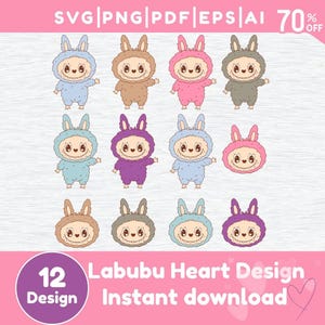 12 Labubu Designs SVG Bundle, Labubu Clipart, Labubu PNG, Cute Labubu Vector, sticker labubu, Cricut Cut File, labubu stitch digital, Labubu