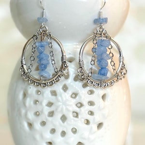 Hellblaue Kristall Kronleuchter Ohrringe Baumeln Vintage Einzigartige Ohrringe Boho Statement Schmuck Besondere Anlässe Ohrringe Geschenk für Sie