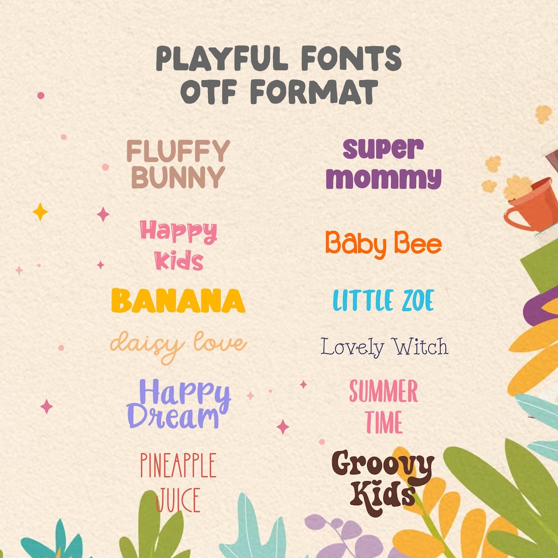 Playful Font Bundle, Cute Kids, Groovy Handwritten Fonts (OTF) - Etsy