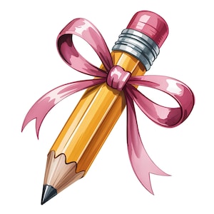 Teacher Pencil Coquette Bow PNG: Back To School Design (Digital Download)