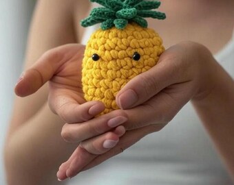 Pineapple Keychain Crochet Pattern: Amigurumi Fruit Keyring (PDF Tutorial)