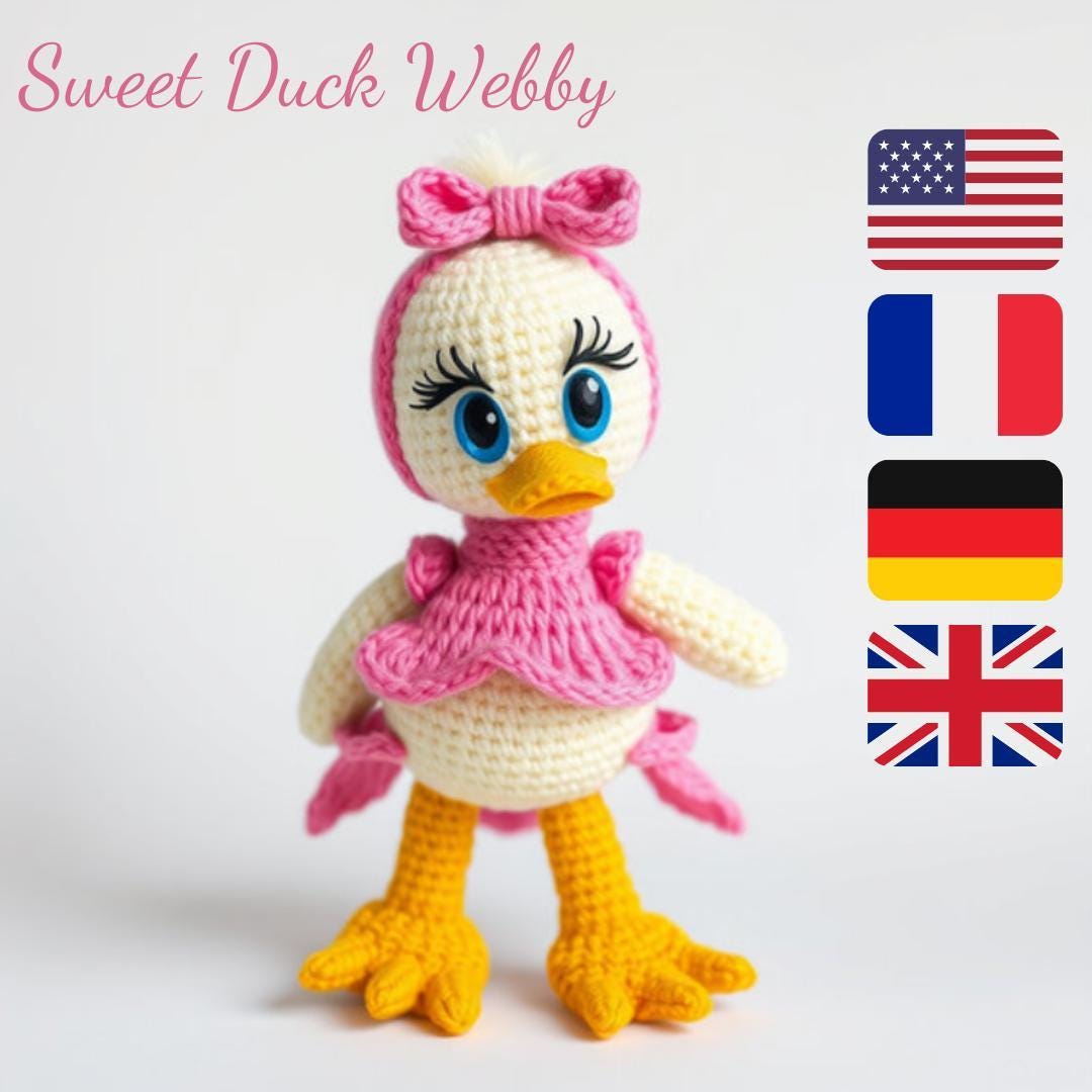 Eアカウント あみぐるみ　ぬいぐるみ　編み物　 　あひる Quack-cicle かぎ針編みパターン：アヒルの編みぐるみぬいぐるみ（PDF