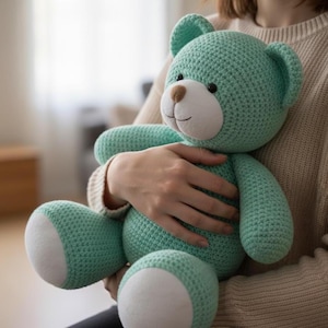 Haakpatroon gigantische fluwelen beer, dikke garenknuffel, grote knuffelige teddybeeramigurumi, patroon zacht kinderdagverblijf