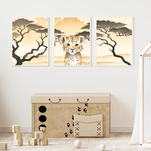 Set mit 3 süßen Postern für Kinder mit Löwenbaby, Wanddekoration fürs Babyzimmer, Geschenk zur Geburt!