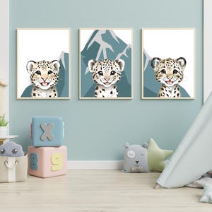 ¡Set de 3 carteles infantiles de animales salvajes, decoración de pared para habitación de bebé, regalo de nacimiento!